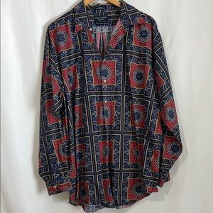 Daniel Cremieux Red and Blue Patterned Dress Shirt